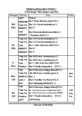 Kế hoạch bài học tuần 13 lớp 4 - Năm học 2016-2017 - Lê Văn Hoàn